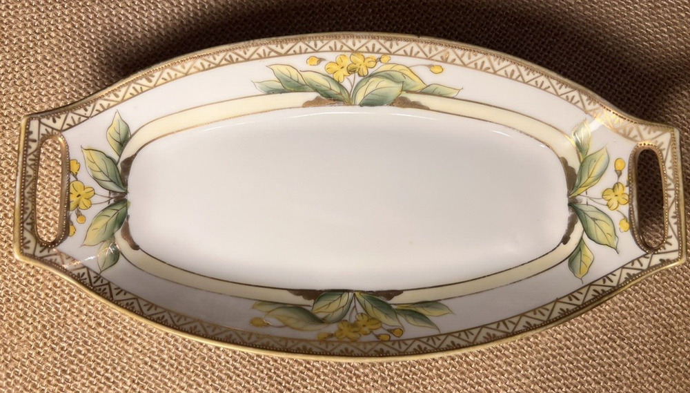 Nippon Hand Painted Celery / Relish Dish Gold Trim--Vintage/Japan/Beautiful